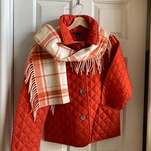 Banana Republic Women’s Quilted Orange Jacket Size:small with scarf